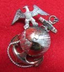 US WWII USMC Officer Dress Hat Emblem, HH, Dbl Sterling …