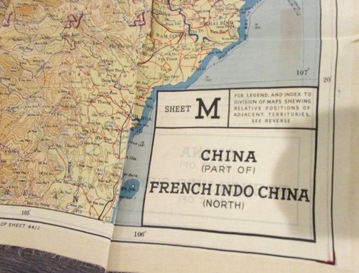 US WWII Double Sided Escape & Evasion Map, 44/L & 44/M, China, French Indo-China — image 3