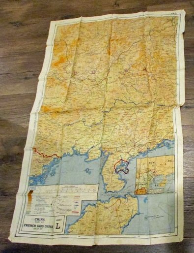 US WWII Double Sided Escape & Evasion Map, 44/L & 44/M, China, French Indo-China — image 4