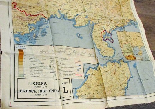 US WWII Double Sided Escape & Evasion Map, 44/L & 44/M, China, French Indo-China — image 5