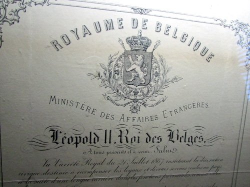 Belgian 1890's Order of Leopold Medals & Document Grouping — image 13