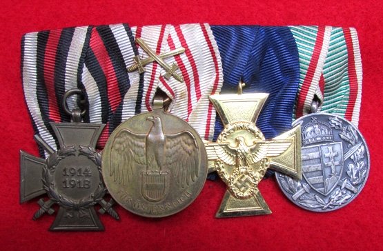 German WWI - WWII 4 Place Medal Bar, Police Long Service — image 2