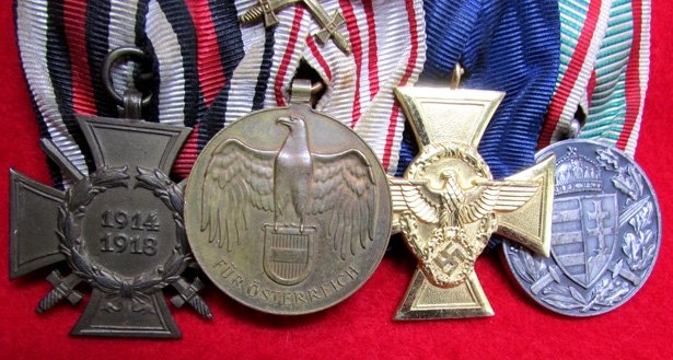 German WWI - WWII 4 Place Medal Bar, Police Long Service — image 3