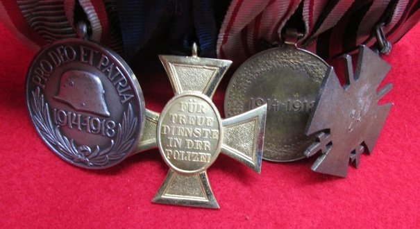 German WWI - WWII 4 Place Medal Bar, Police Long Service — image 5