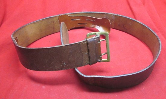 German WWII Heer/NSDAP Brown Leather Officers Belt — image 2
