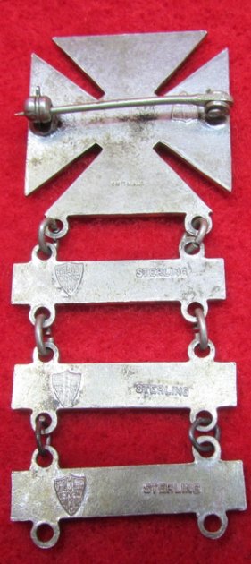 US WWII 1921-Pattern Marksman Grade Shooting Badge, Sterling Silver, 3 Clasps — image 4