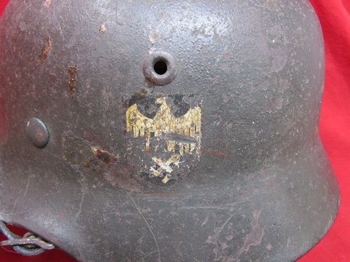 German WWII Army M1940 Steel Helmet, NS66, Identified — image 3