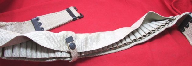 US Pre WWI US Navy Mills White Canvas Ammunition Belt, Krag, 40 Rounds — image 4