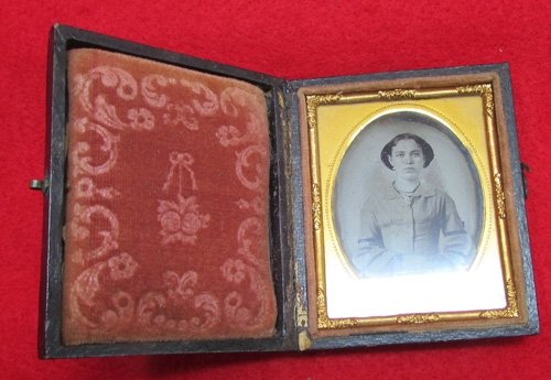 US Civil War Era Cased Ambrotype, Pretty Young Woman — image 2