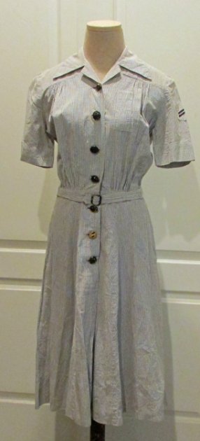 US WWII WAVES Seersucker Belted Dress Identified — image 2