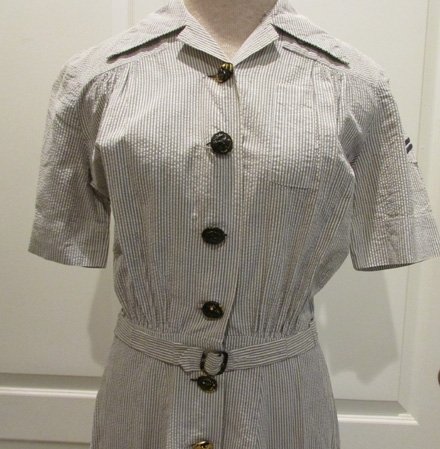 US WWII WAVES Seersucker Belted Dress Identified — image 3