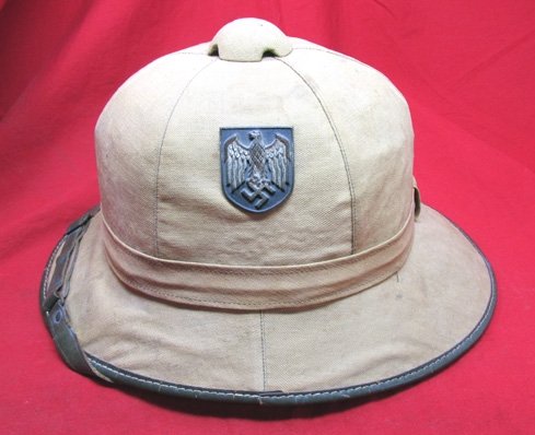 German WWII Heer 1941 Pattern Canvas Tropical Pith Helmet — image 2