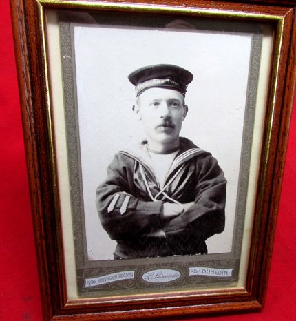 British WWI Era Royal Navy Sailor Cabinet Card, Framed — image 2