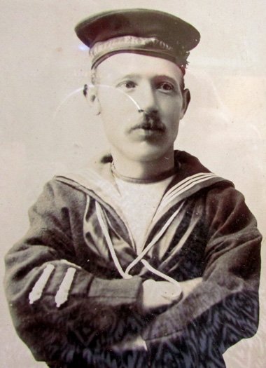 British WWI Era Royal Navy Sailor Cabinet Card, Framed — image 3