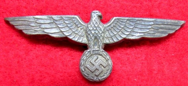 German WWII Heer Metal Visor Hat Eagle, Silvered Ally — image 2
