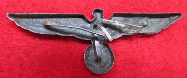 German WWII Heer Metal Visor Hat Eagle, Silvered Ally — image 3