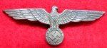 German WWII Heer Metal Visor Hat Eagle, Silvered Ally
