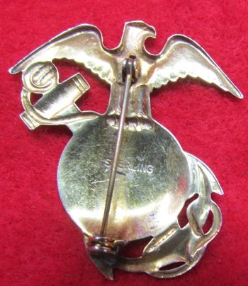 US WWII Era, USMC Sweetheart EGA Emblem, Gilded Sterling — image 3