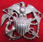 US WWII Public Health Services Hat Insignia, Sterling, Blackinton