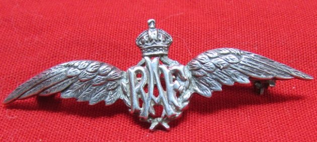British WWII RAF Sweetheart Pilot's Badge, 925 Silver — image 2
