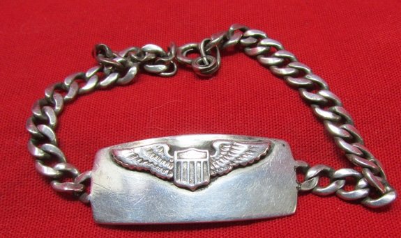US WWII USAAF Pilot's Crash Bracelet, Named, Napier Sterling — image 2