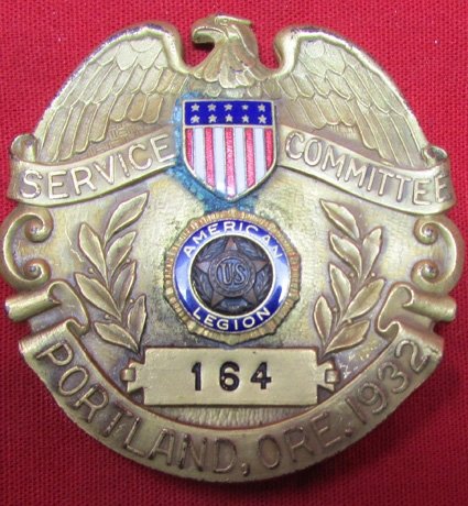 US Pre-WWII American Legion Service Committee Badge, Numbered — image 2
