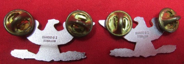 US Vietnam War Era, Full Colonel Rank Insignia, Clutchback Attachments, Sterling — image 3