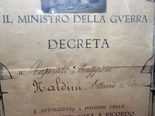 Italian WWI 3 Medal & Document & Photo Grouping, Framed — image 4