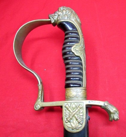 German Reichsheer Era, Artillery Officer Lionhead Sword, Alcoso Mfg — image 2