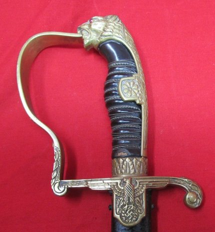German WWII Army Officers Lion Head Sword, E. Pack 542 — image 2