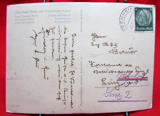 German WWII Hitler postcaed Haus der Deutschen Kunst with Statues — image 3