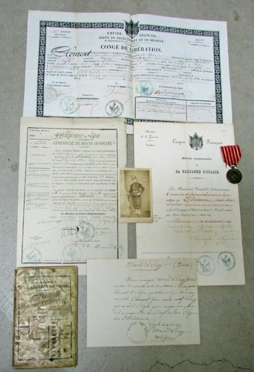  French 1860 Italian Campaign Medal & Document Lot — image 3
