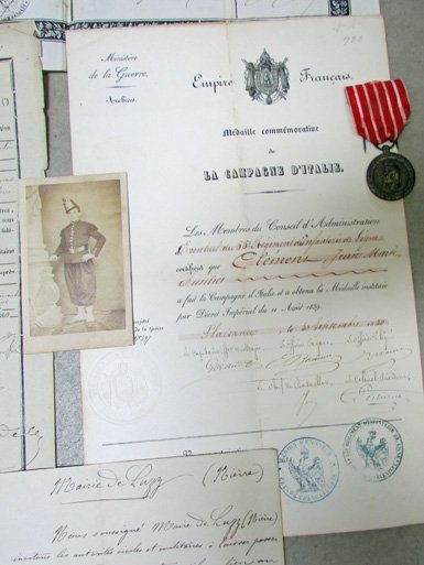  French 1860 Italian Campaign Medal & Document Lot — image 7