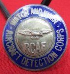 Canadian WWII RCAF, Aircraft Detection Corps Badge, Numbered, Sterling