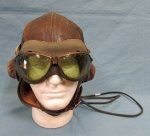 US WWII Aviator's Leather Flying Helmet with Electronics & Goggles