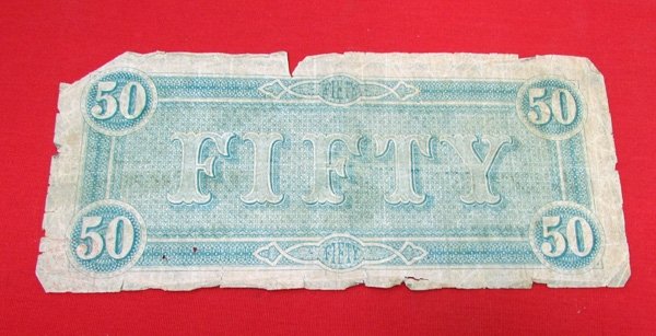  US Civil War Confederate FIfty  Dollar Bill — image 3