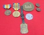 US WWI Medals, Insignia, Identity Tag Grouping, 1st Engineers