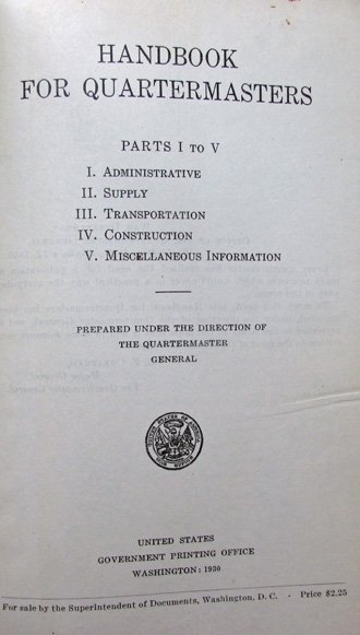  US Pre WWII Book,  Handbook for Quartermasters, GPO 1930 — image 3