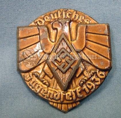  German WWII Tinnie, HJ Festival 1936, Bronze — image 2