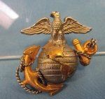 US WWII/Korean War USMC Officers EGA Hat Insignia, Sterling,