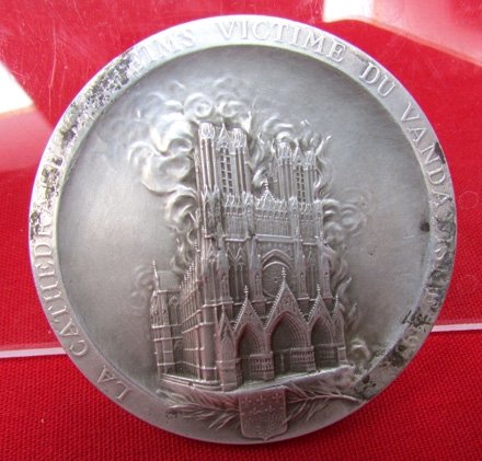  French WWI, Destruction of Reims Cathedral 1914, Silver — image 3