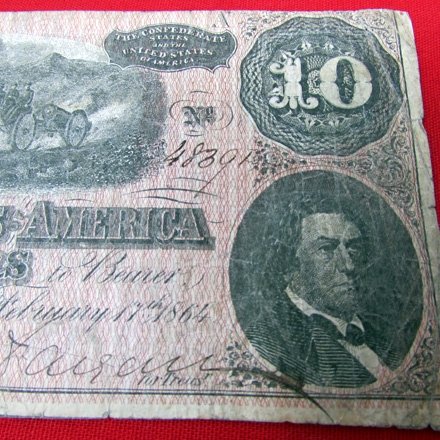  US Civil War, Confederate Ten Dollar Bill, Richmond 1864, Series 5 — image 3