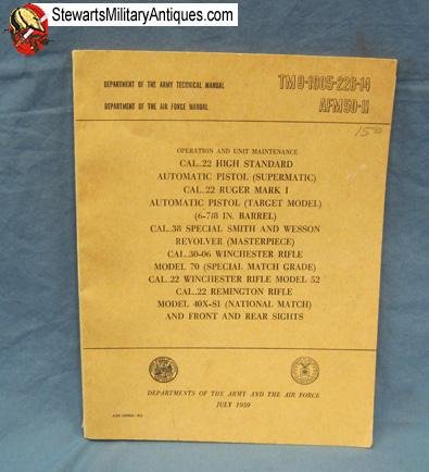  US Cold War Manual TM 9-1005-226-14 Handgun Maintenance, Unit Level 1959 — image 2