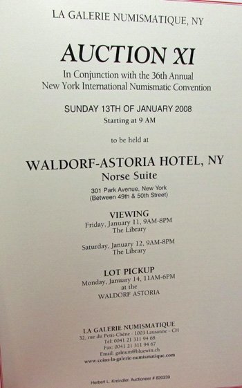 US Medal Auction Catlog 2008, La Gallerie Numismatique, Waldor Astoria NY — image 5