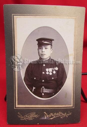 Japanese Taisho Era, Soldier CDV, 3 Medals, Marksmanship Badge, 52nd Regiment — image 2