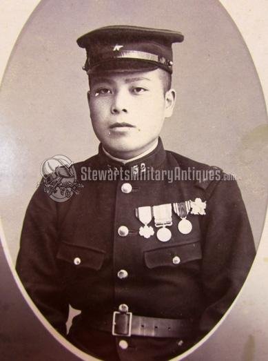 Japanese Taisho Era, Soldier CDV, 3 Medals, Marksmanship Badge, 52nd Regiment — image 3
