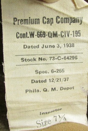  US Pre WWII Issue Winter Field Cap, 1937 — image 2