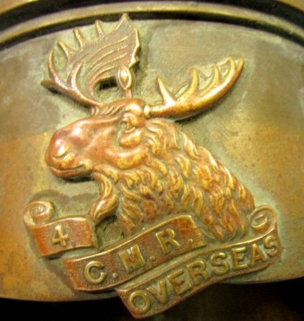  Canadian WWI, Trench Art Coal Scuttle, 4 C.M.R. Overseas — image 4