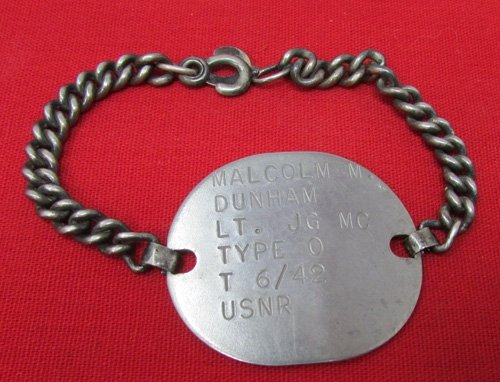  US WWII ID Bracelet, Dunham, USNR, Doctor, USS O'Bannon, Guadalcanal — image 2