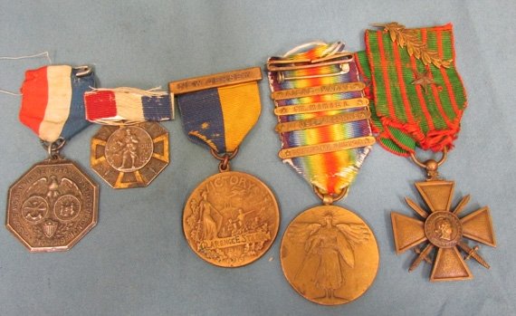  US WWI, New Jersey Soldier Five Medal Group, Named, Croix de Guerre — image 7